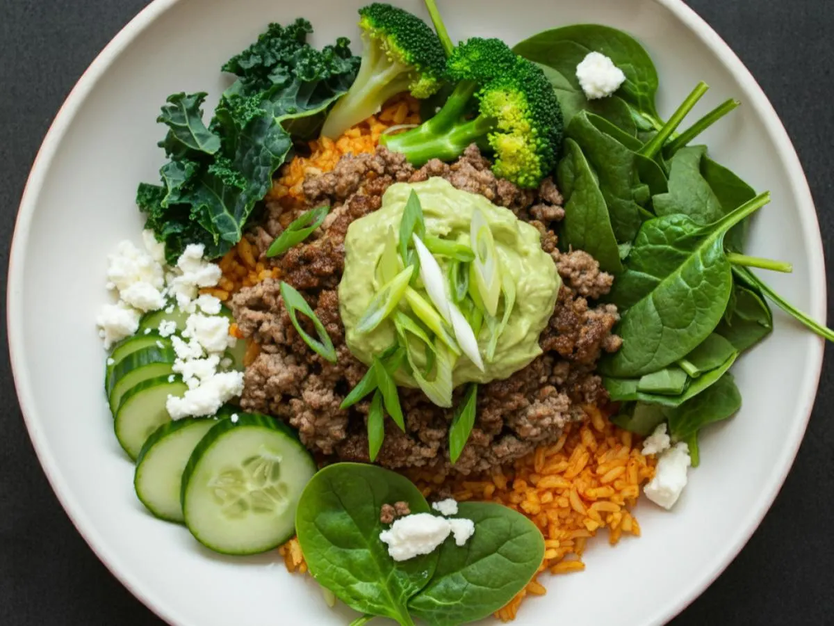 Ground Beef | Saffron Rice | Green Goddess Bowl Ground Beef | Saffron Rice | Green Goddess Bowl