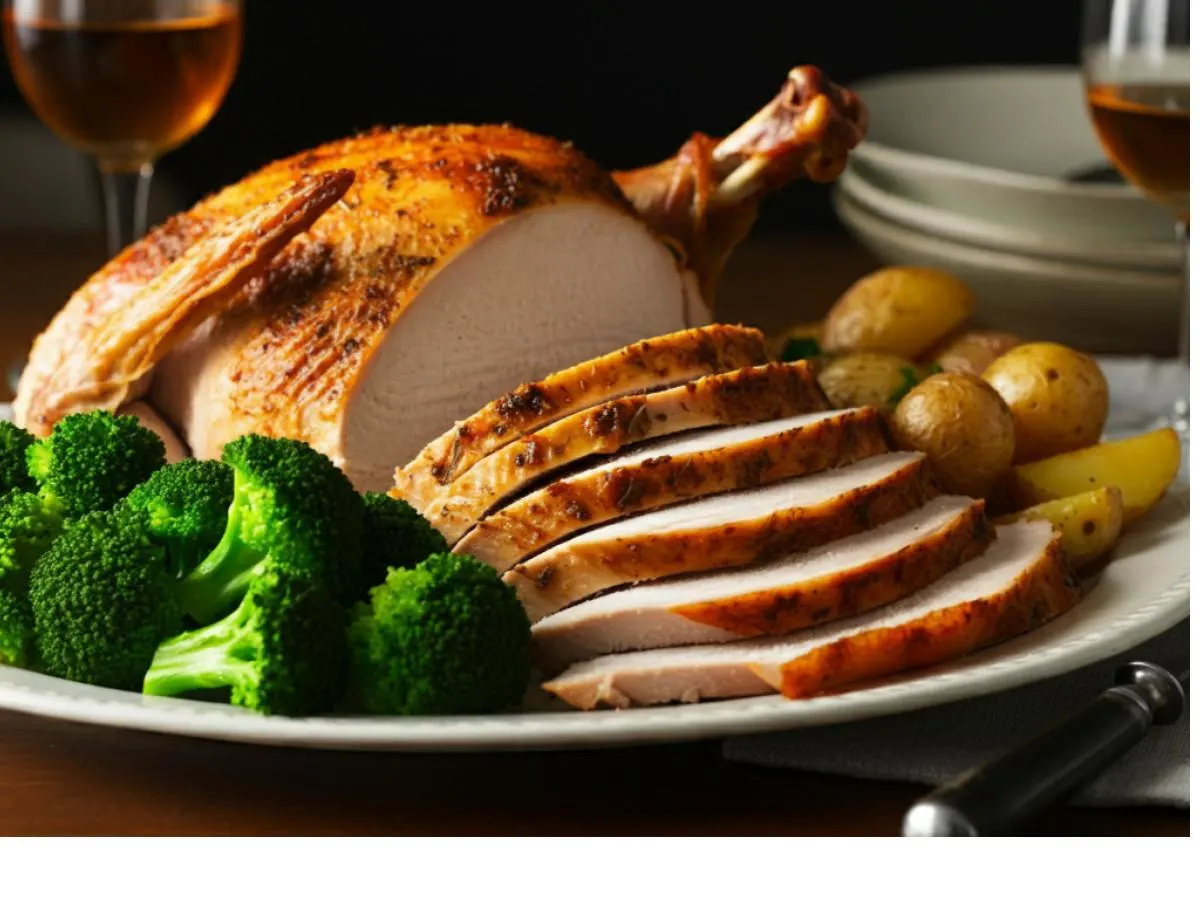 Sliced Roasted Turkey | New Potatoes | Steamed Broccoli Sliced Roasted Turkey | New Potatoes | Steamed Broccoli