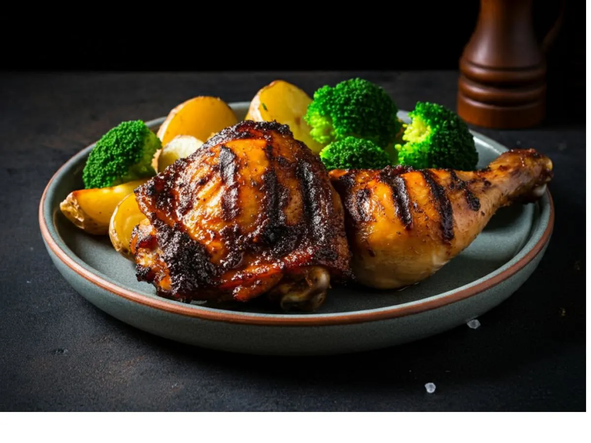 BBQ Chicken Quarters | New Potatoes | Steamed Broccoli BBQ Chicken Quarters | New Potatoes | Steamed Broccoli