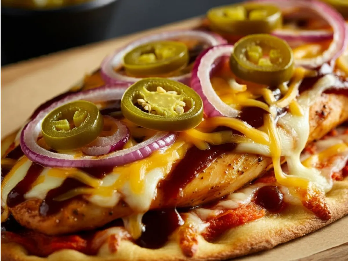 BBQ Chicken & Jalapeno Flatbread Box with Salad and Chips BBQ Chicken & Jalapeno Flatbread Box with Salad and Chips