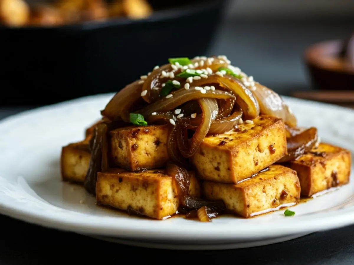 Pan Fried Sesame Garlic Tofu