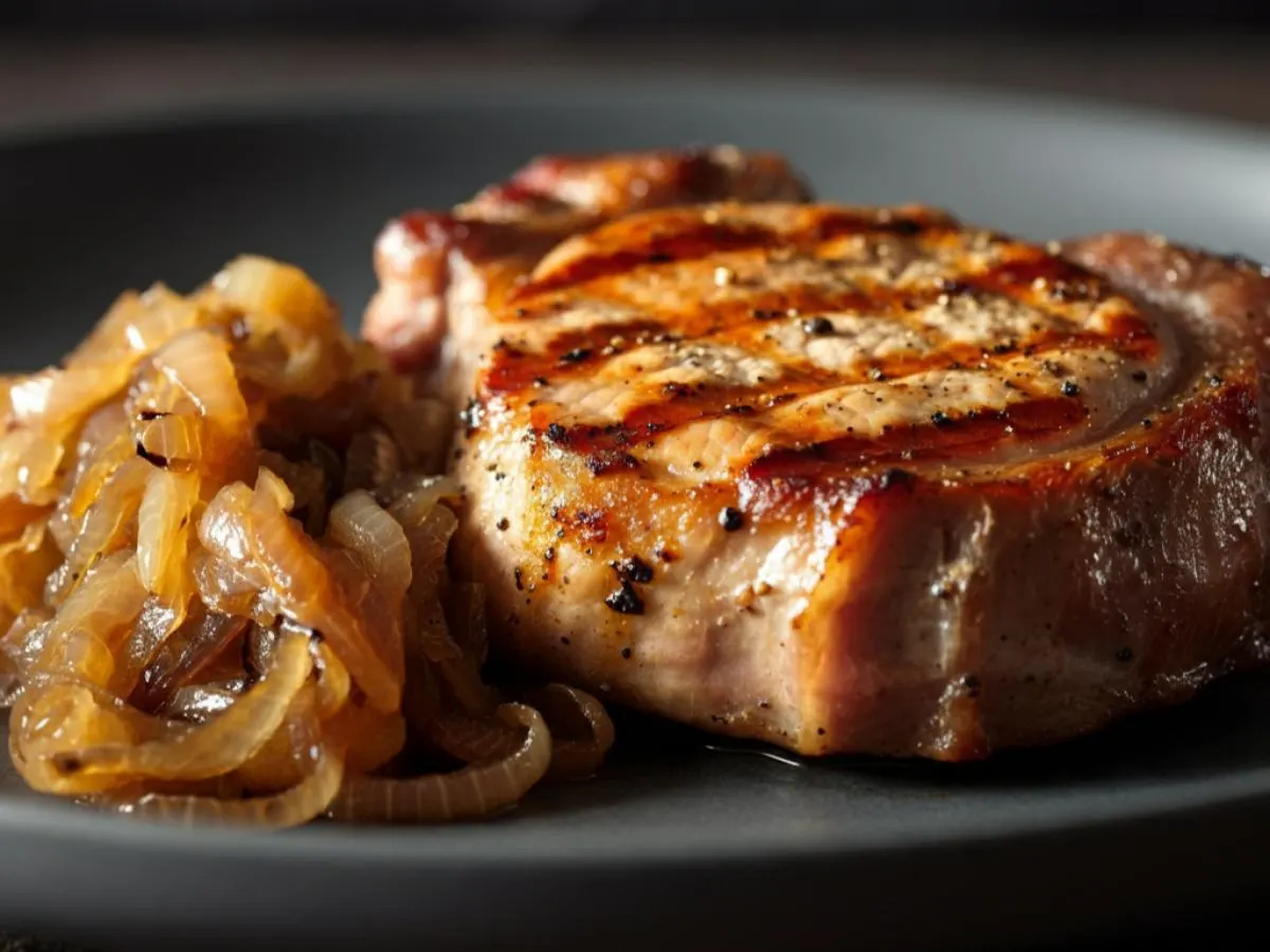 Grilled Pork Loin with Caramelized Onions