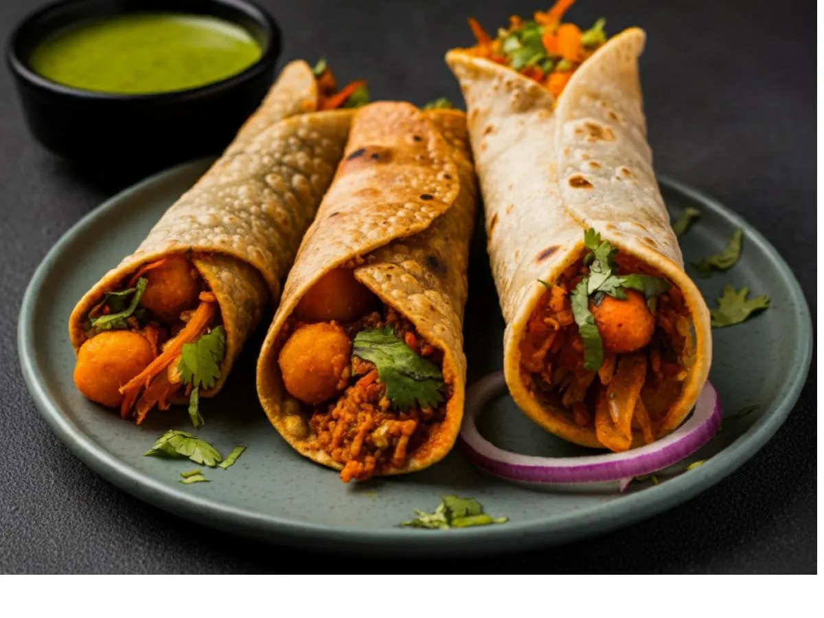 2 Chana Masala Rolls, 1 Aaloo Gobhi Matar Roll (Vegan) 2 Chana Masala Rolls, 1 Aaloo Gobhi Matar Roll (Vegan)