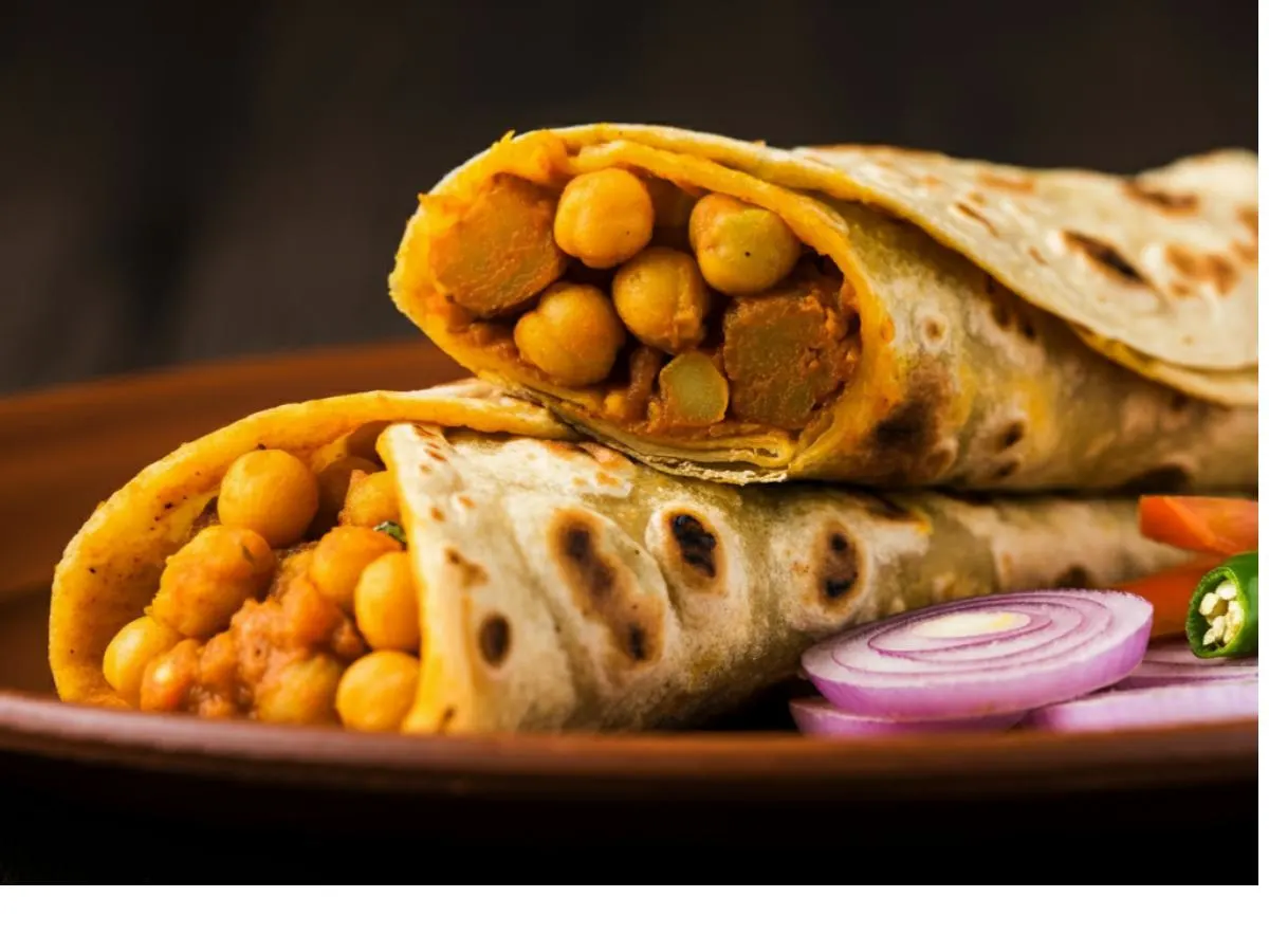 2 Achaari Aaloo Rolls, 1 Chana Masala Roll 2 Achaari Aaloo Rolls, 1 Chana Masala Roll