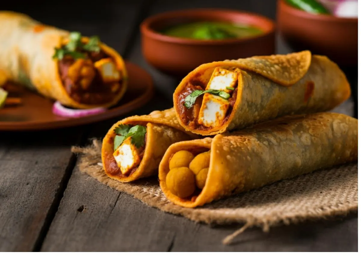 2 Paneer Masala Rolls, 1 Chana Masala Roll 2 Paneer Masala Rolls, 1 Chana Masala Roll