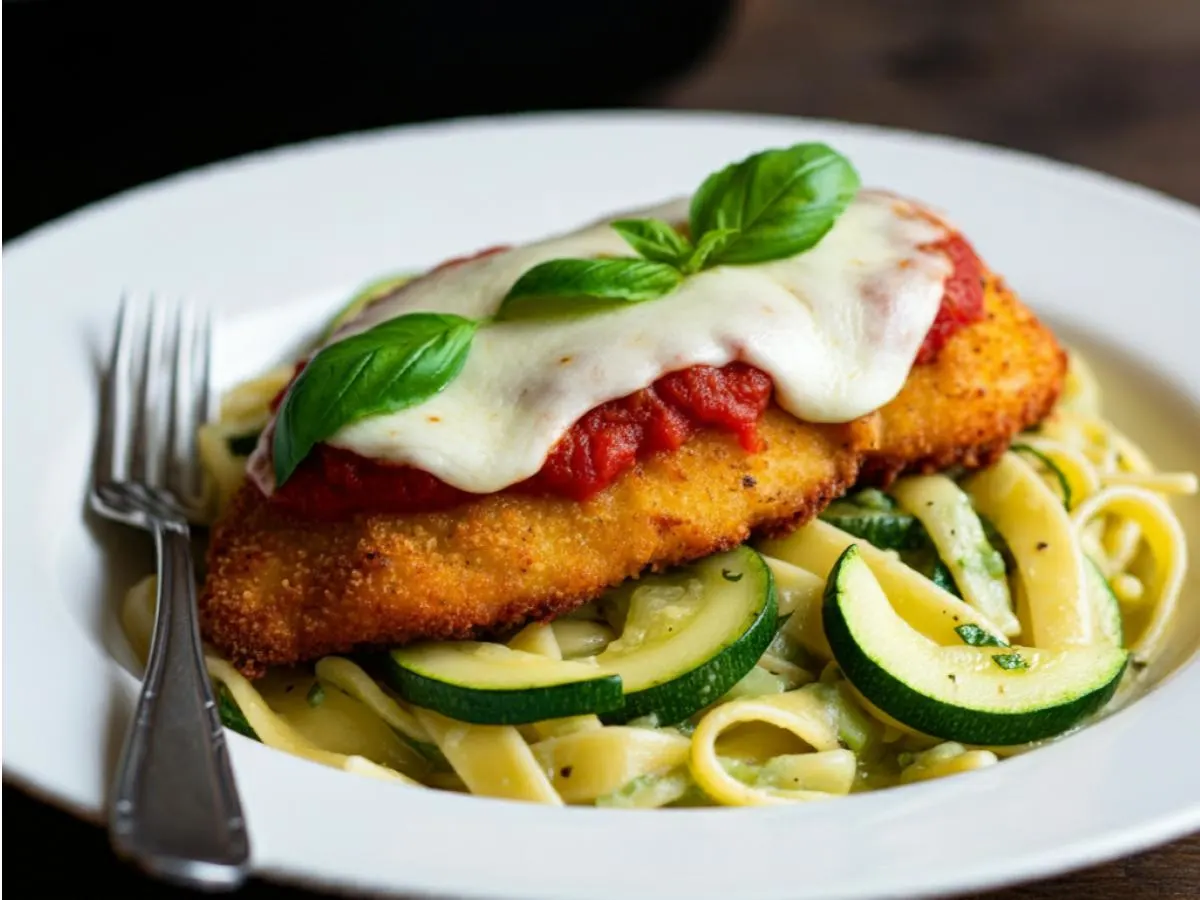 Chicken Parmesan With Pasta Primavera Chicken Parmesan With Pasta Primavera