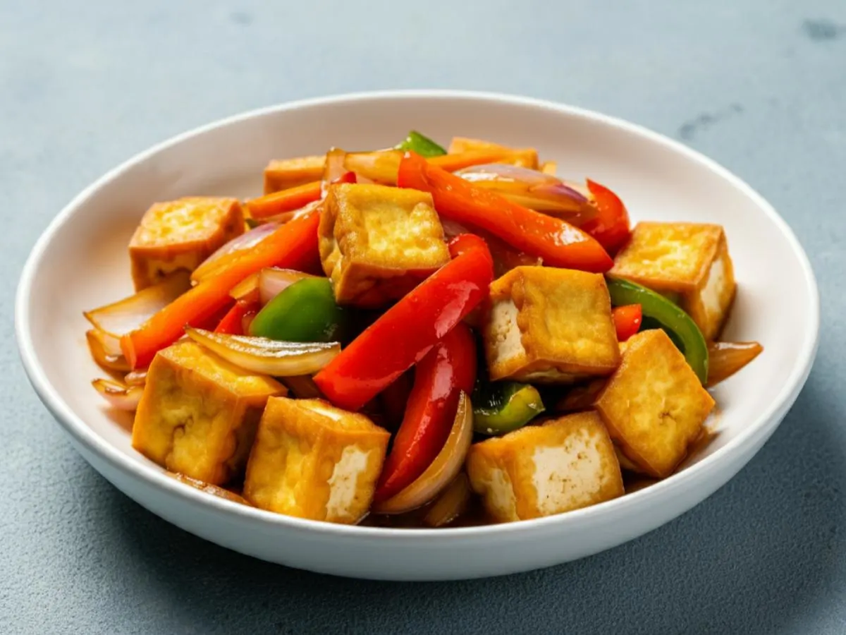 Vegan Fried Tofu in Healthy Ginger Sauce Vegan Fried Tofu in Healthy Ginger Sauce