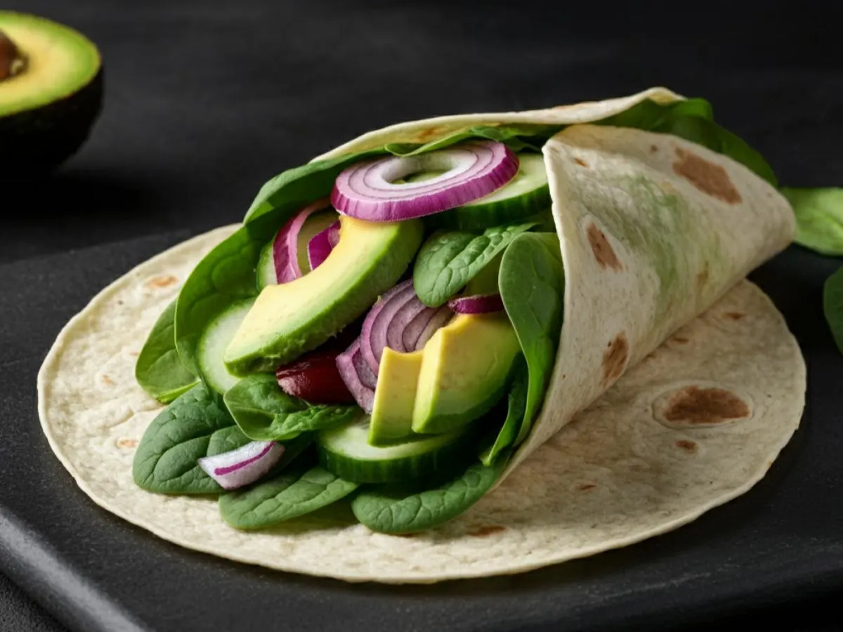Avocado Crunch Wrap with Side Salad Avocado Crunch Wrap with Side Salad