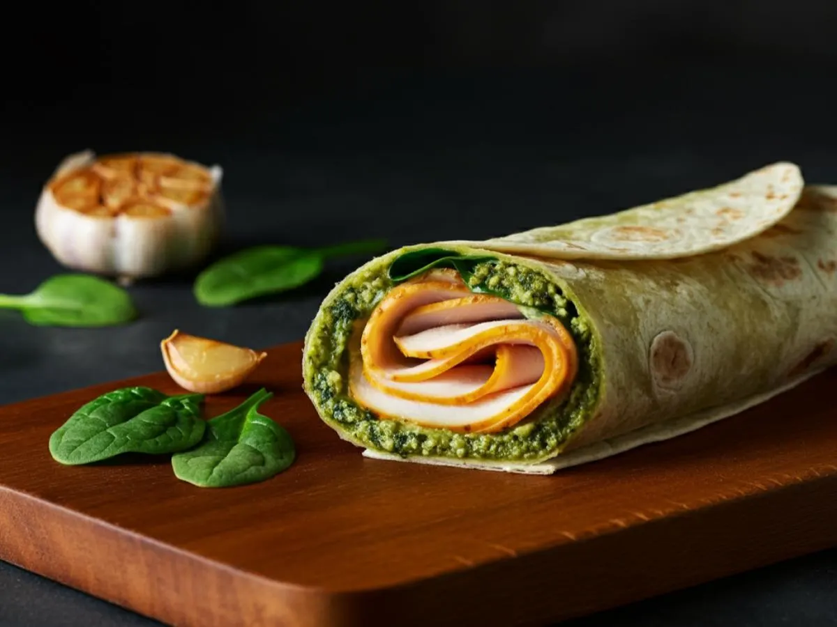 Pesto Turkey Twist Wrap with Side Salad Pesto Turkey Twist Wrap with Side Salad
