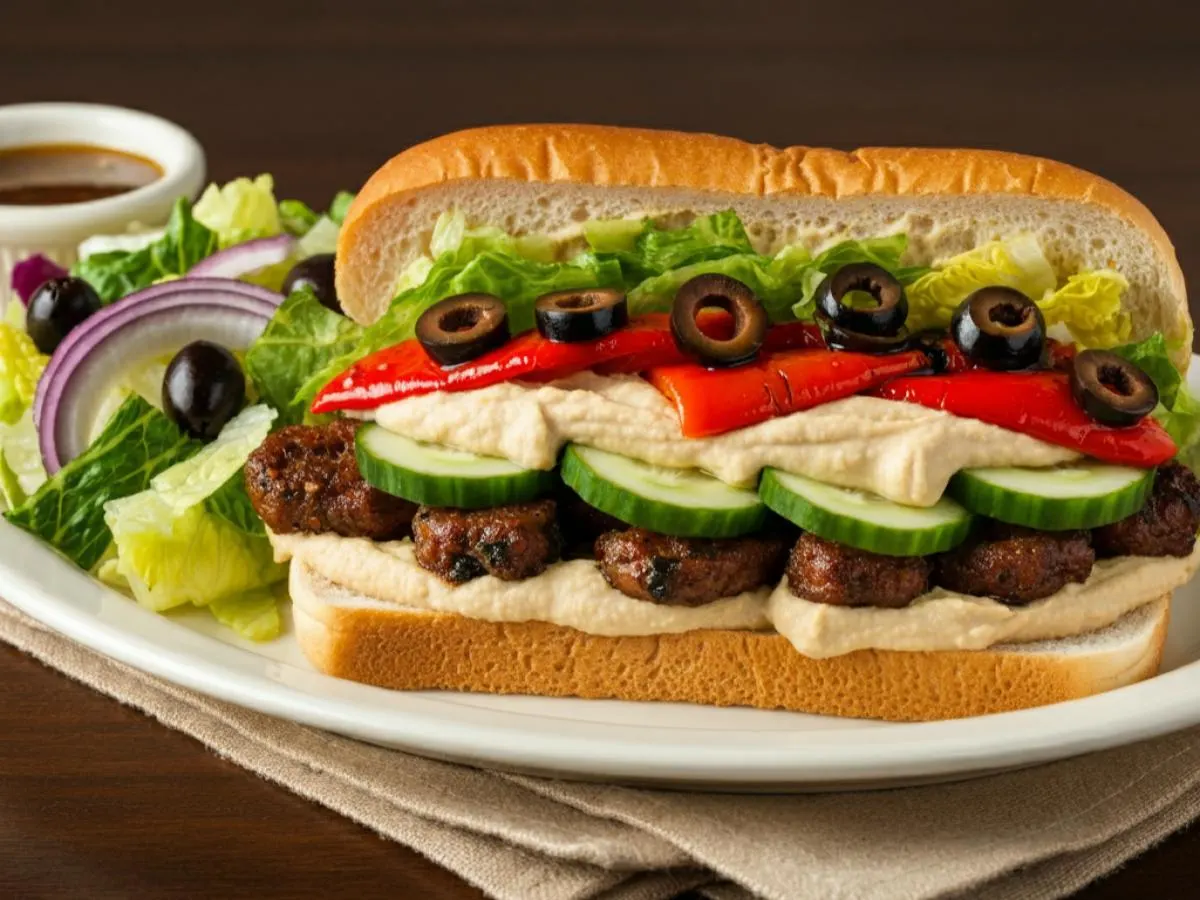 Vegan Sub on White Bread and Side Salad Combo (No Tomatoes) Vegan Sub on White Bread and Side Salad Combo (No Tomatoes)