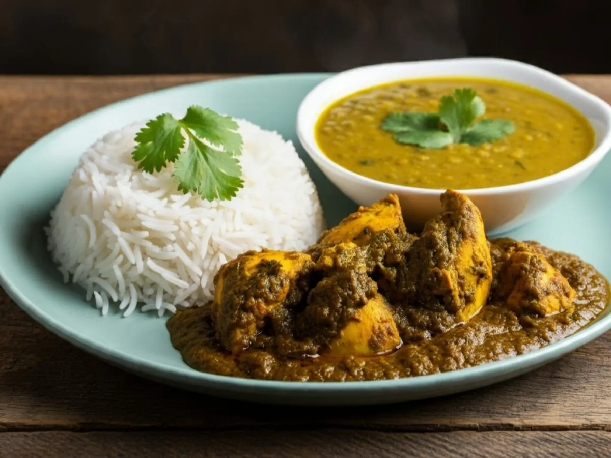 Saag Chicken, Steamed White Rice & Dal Palak [16oz]