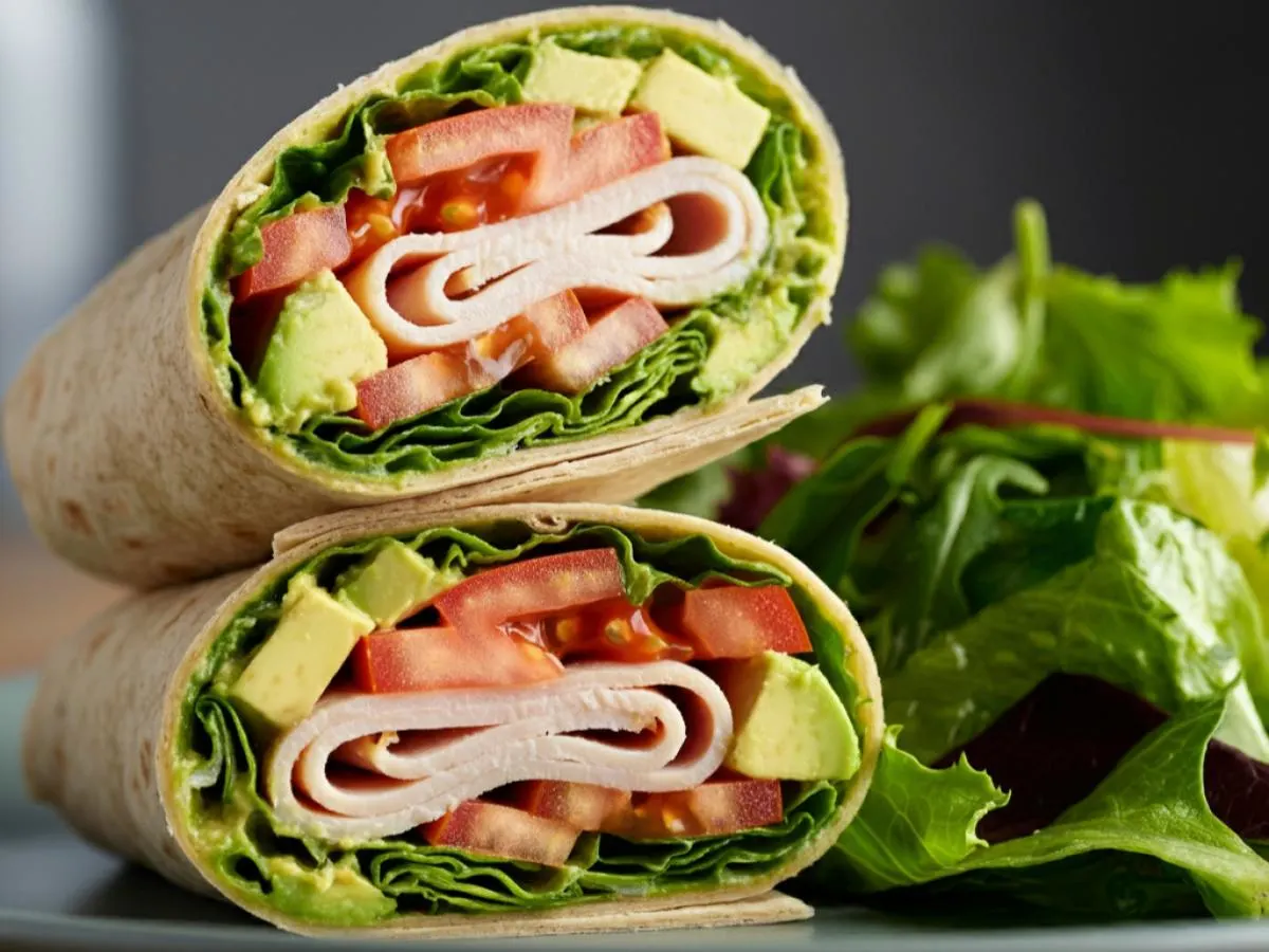 Dairy Free Gluten Free Turkey Swiss Wrap with Side Salad Dairy Free Gluten Free Turkey Swiss Wrap with Side Salad