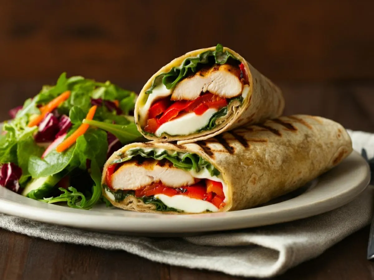 Gluten Free Sunset Grillin' Wrap with Side Salad Gluten Free Sunset Grillin' Wrap with Side Salad