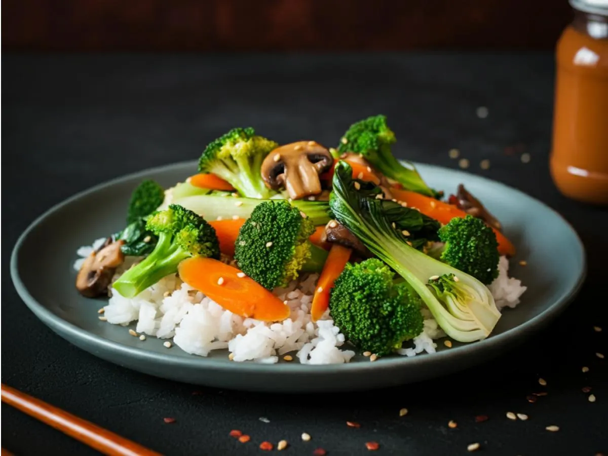 Cooked Vegetables Rice Plate Cooked Vegetables Rice Plate