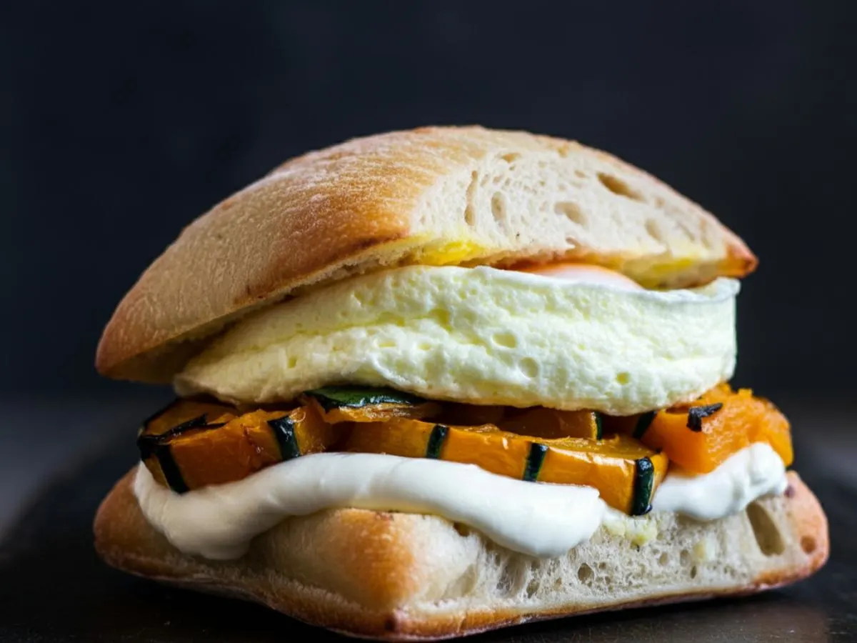 Balsamic - Squash, Egg and Mozzarella Breakfast Sandwich Balsamic - Squash, Egg and Mozzarella Breakfast Sandwich