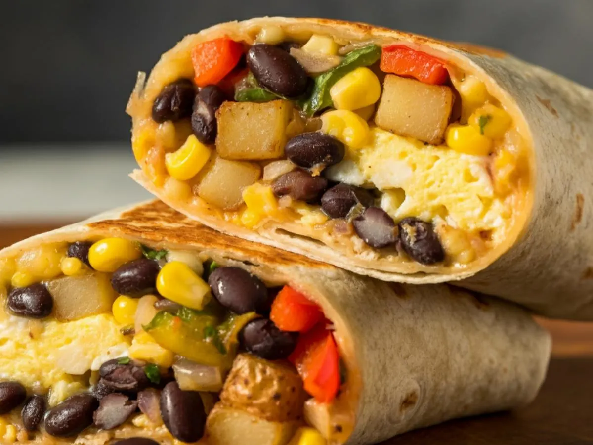 Black Beans, Corn and Cheddar Breakfast Burrito Black Beans, Corn and Cheddar Breakfast Burrito