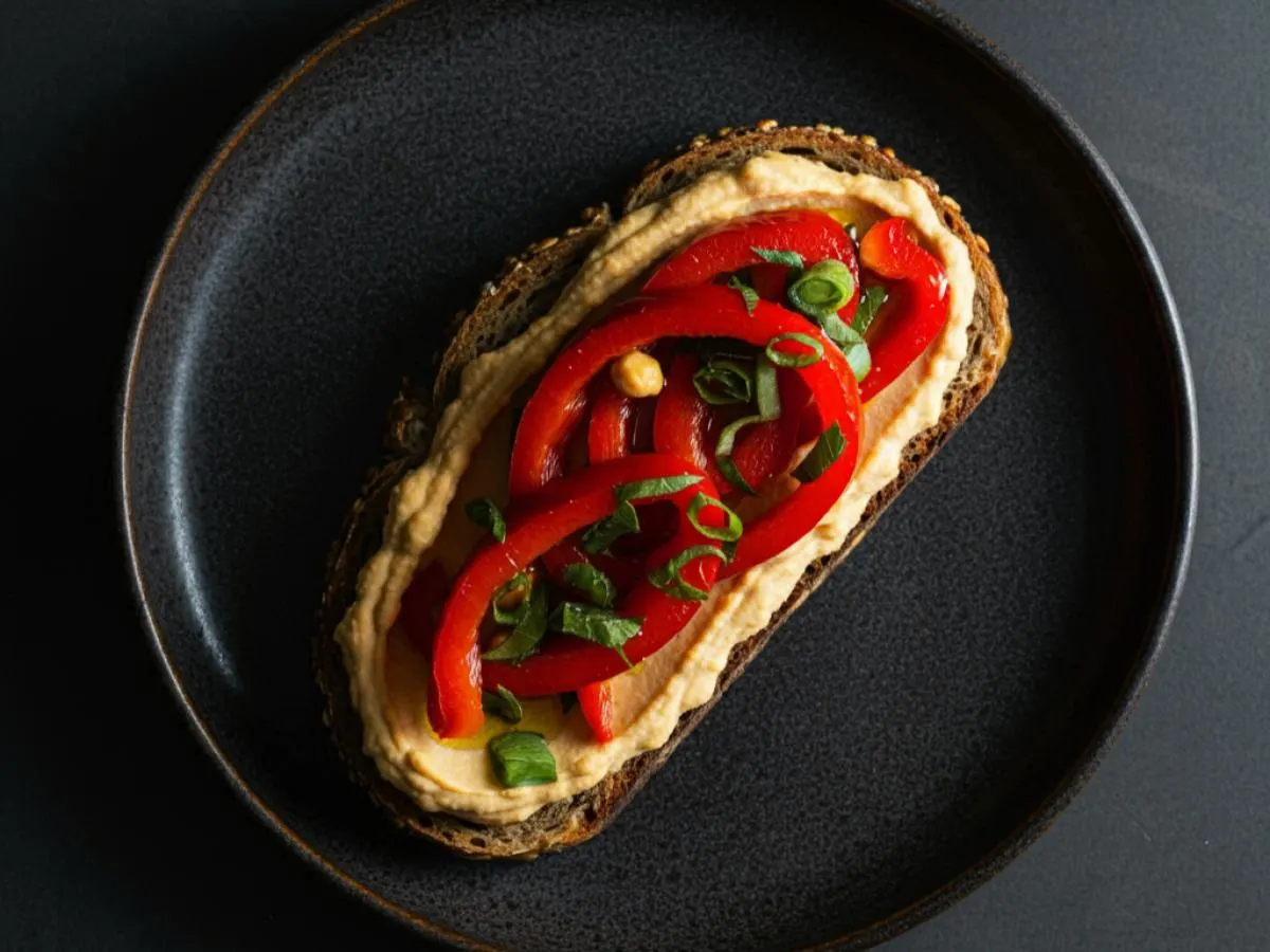 Gluten Free Hummus and Red Pepper Sandwich