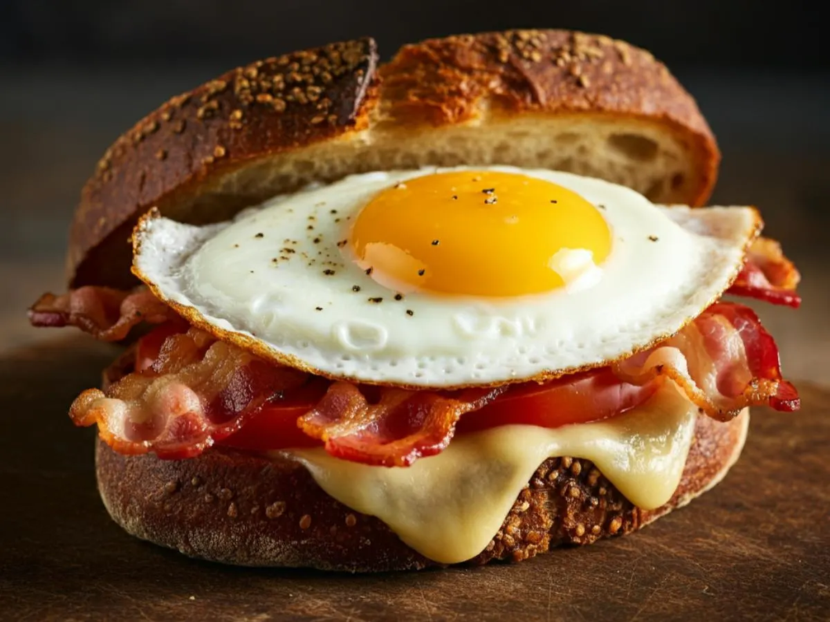 Fried Egg, Bacon and Gruyere Sandwich Fried Egg, Bacon and Gruyere Sandwich