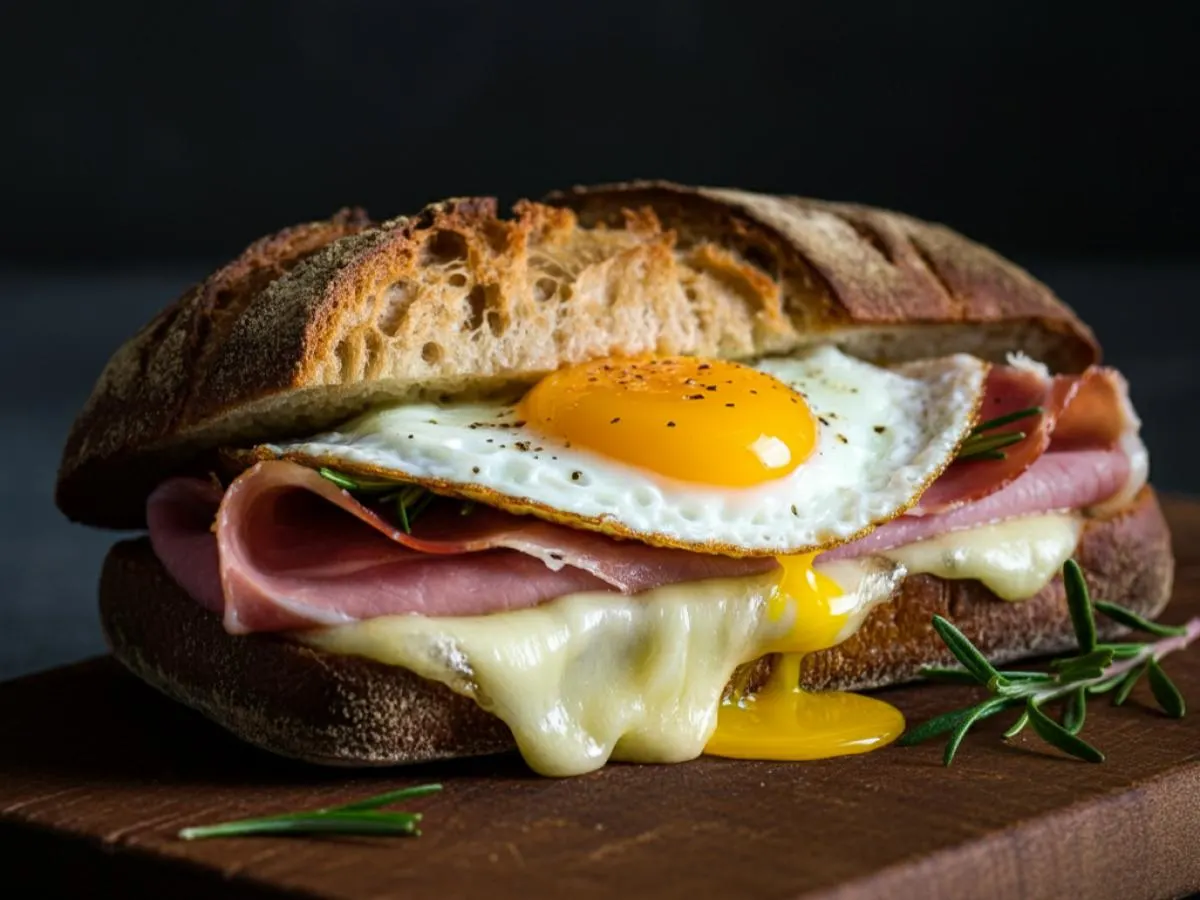 Fried Egg, Rosemary Ham and Gruyere Sandwich Fried Egg, Rosemary Ham and Gruyere Sandwich