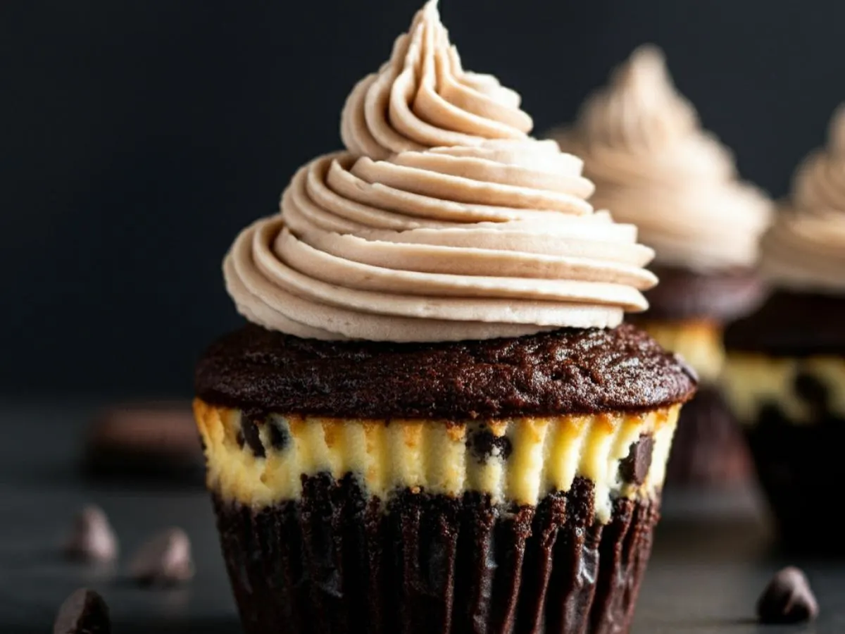 Black Bottom Cupcakes with Icing
