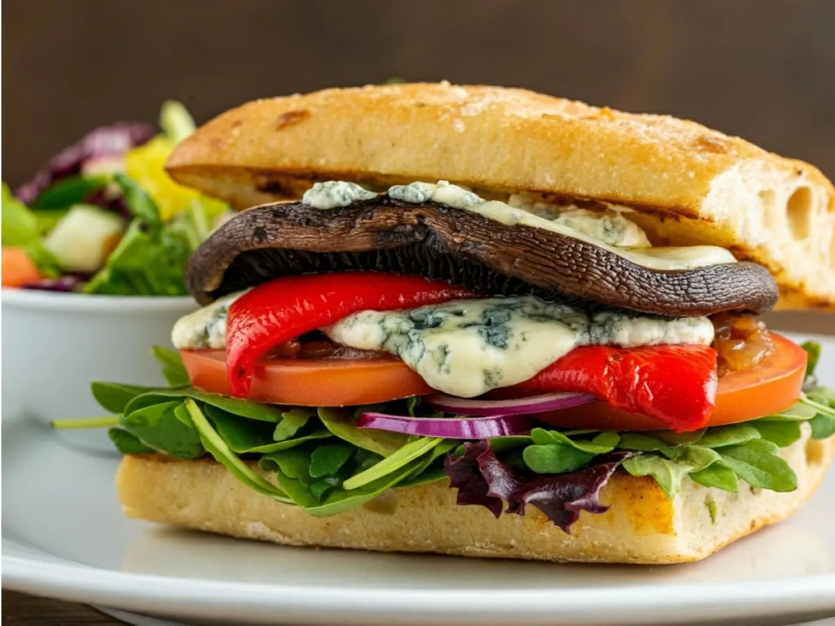 Portobello Sandwich with Garden Salad Portobello Sandwich with Garden Salad
