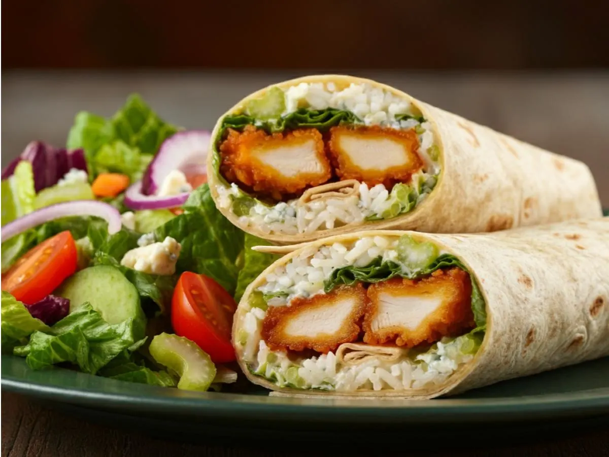 Buffalo Chicken Wrap with Garden Salad Buffalo Chicken Wrap with Garden Salad