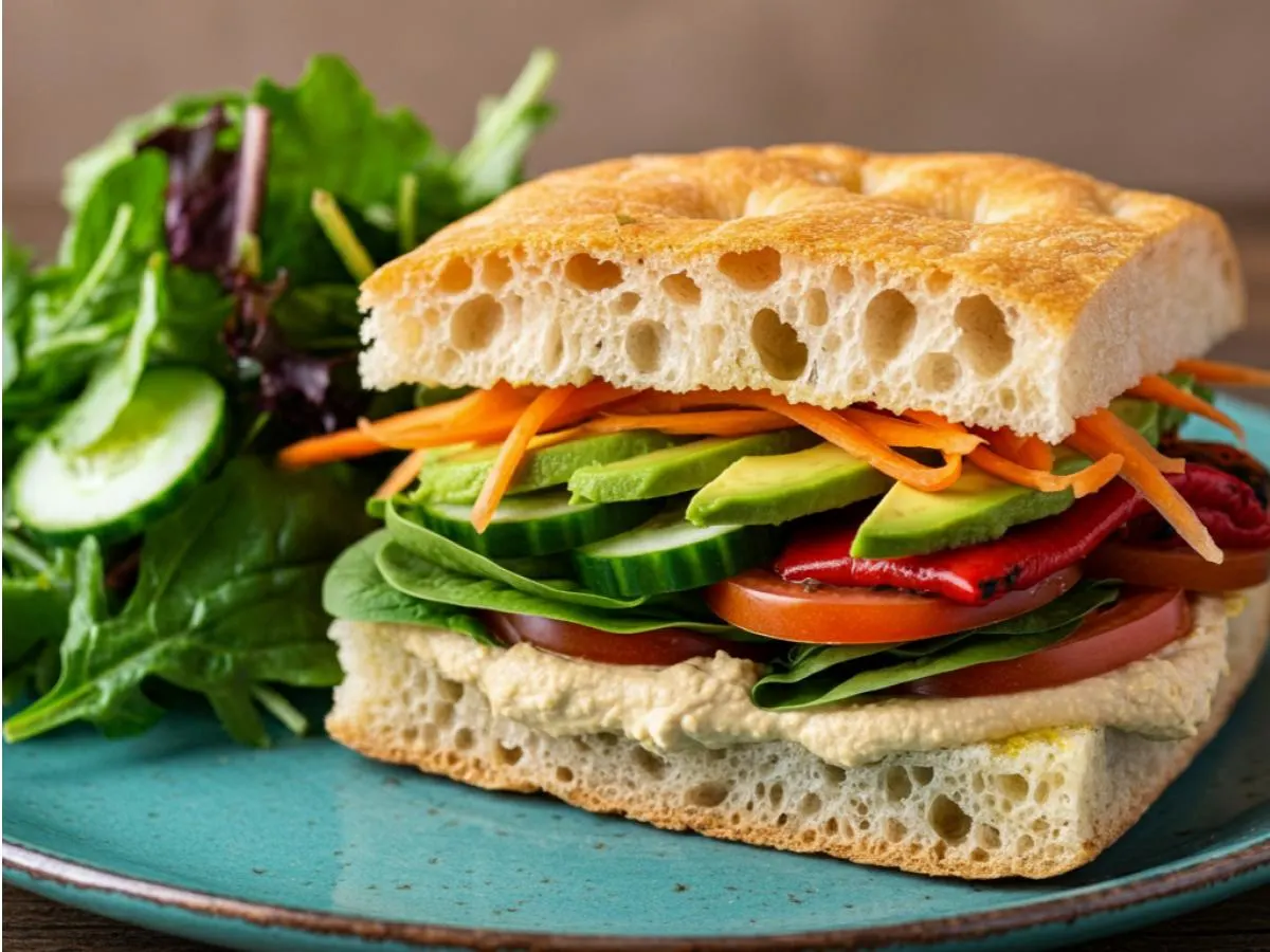 Veggie Focaccia with Side Garden Salad Veggie Focaccia with Side Garden Salad
