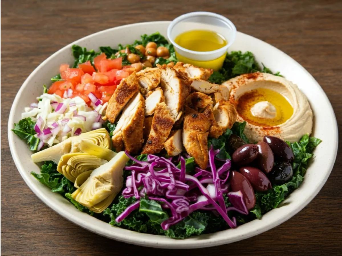 Garbanzo Beans-Kale | Traditional Hummus | Chicken Shawarma | Lemon + Olive Oil