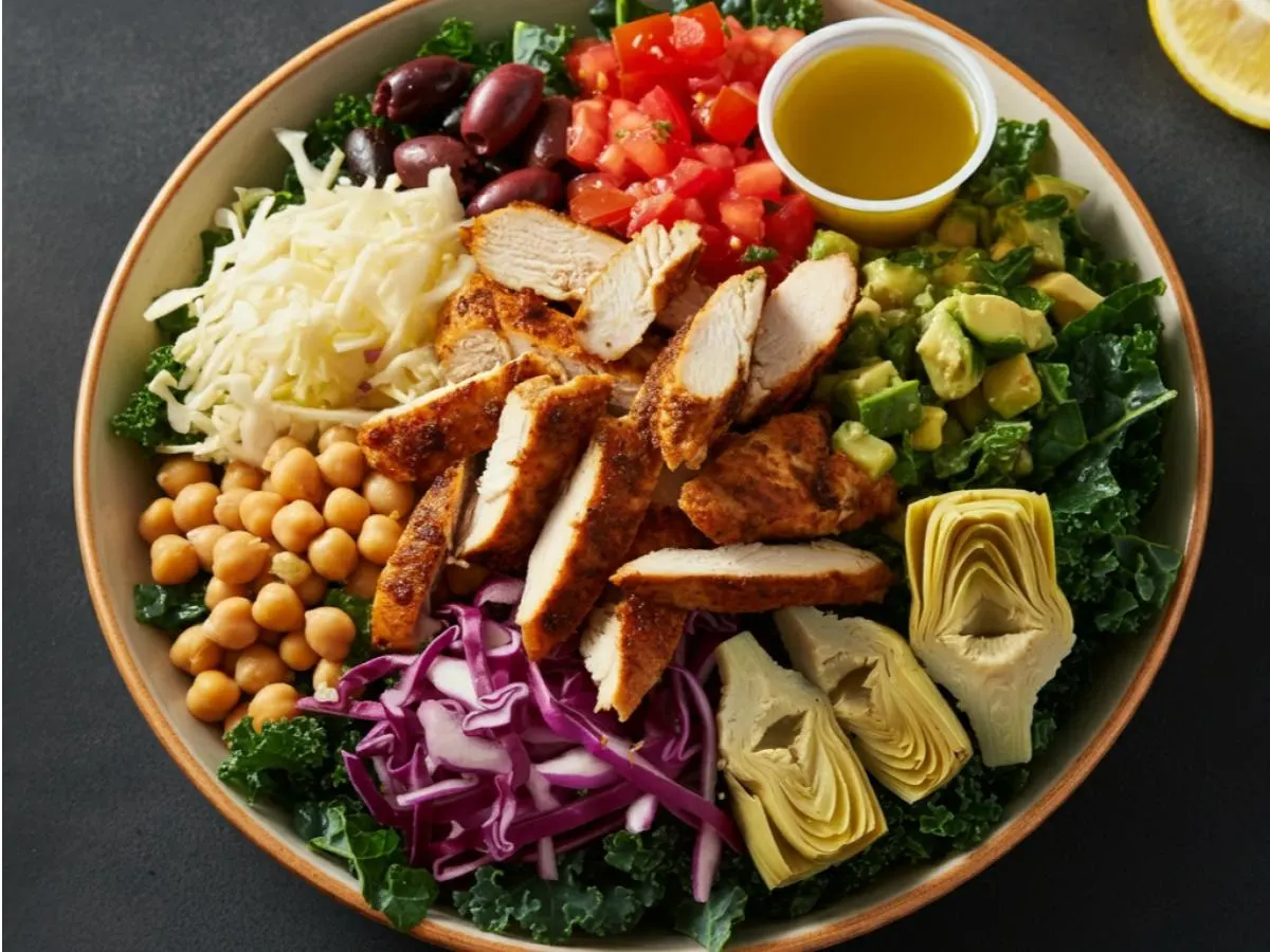 Garbanzo Beans-Kale | Chicken Shawarma | Lemon + Olive Oil