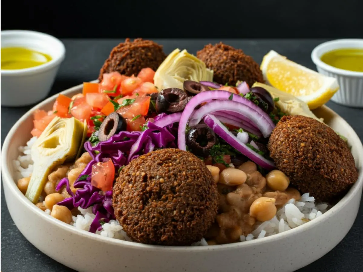 Garbanzo Beans-White Basmati Rice | Falafel | Lemon + Olive Oil
