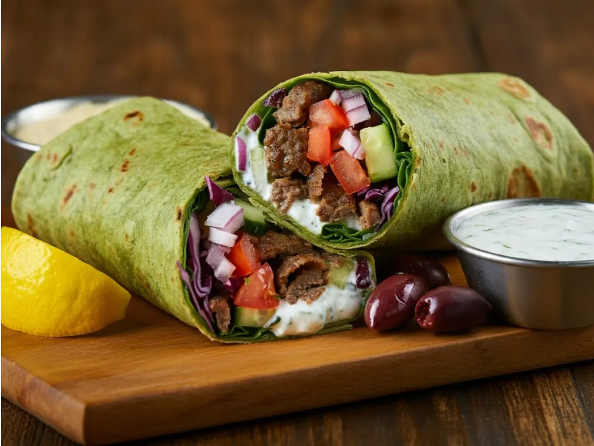Beef and Lamb Gyro | Spinach Wrap