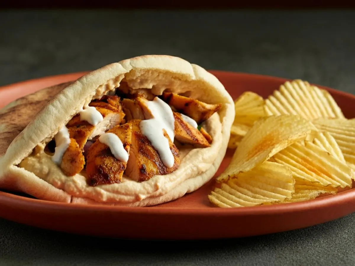 Shawarma Chicken Wrap with Homemade Potato Chips Shawarma Chicken Wrap with Homemade Potato Chips