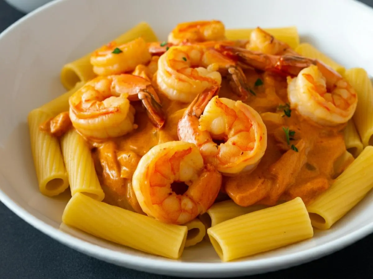 Spicy Shrimp Paprikash Rigatoni