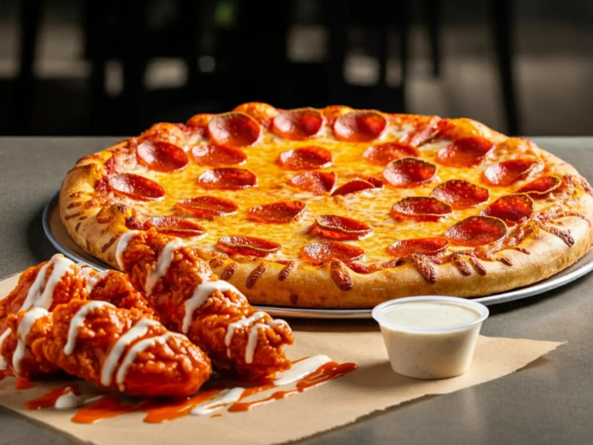 Personal Pepperoni Pizza and Boneless Mild Buffalo Wings Personal Pepperoni Pizza and Boneless Mild Buffalo Wings