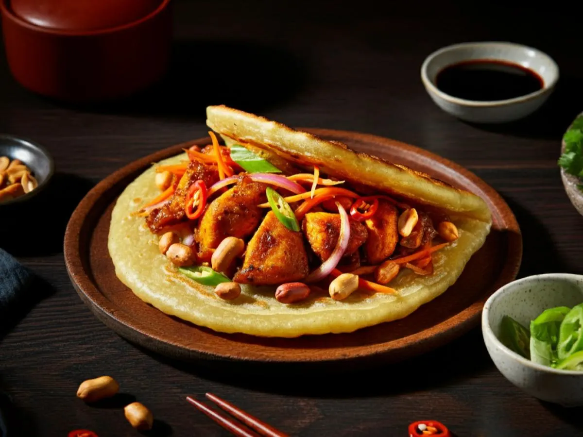 Kung Pao Chicken Sourdough Pancake Kung Pao Chicken Sourdough Pancake