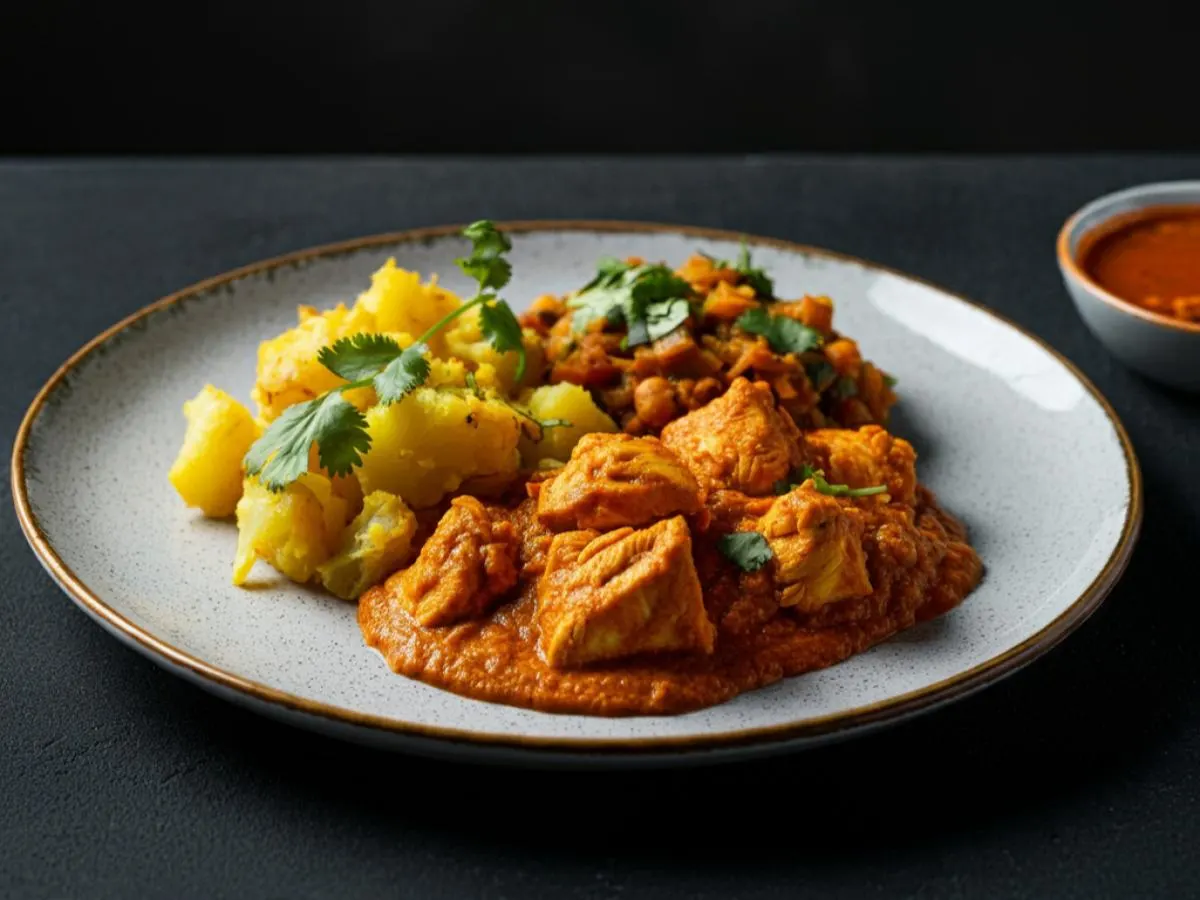 Light Carb Chicken Tikka Masala with Aloo Mottor Gobi and Chana Masala Light Carb Chicken Tikka Masala with Aloo Mottor Gobi and Chana Masala