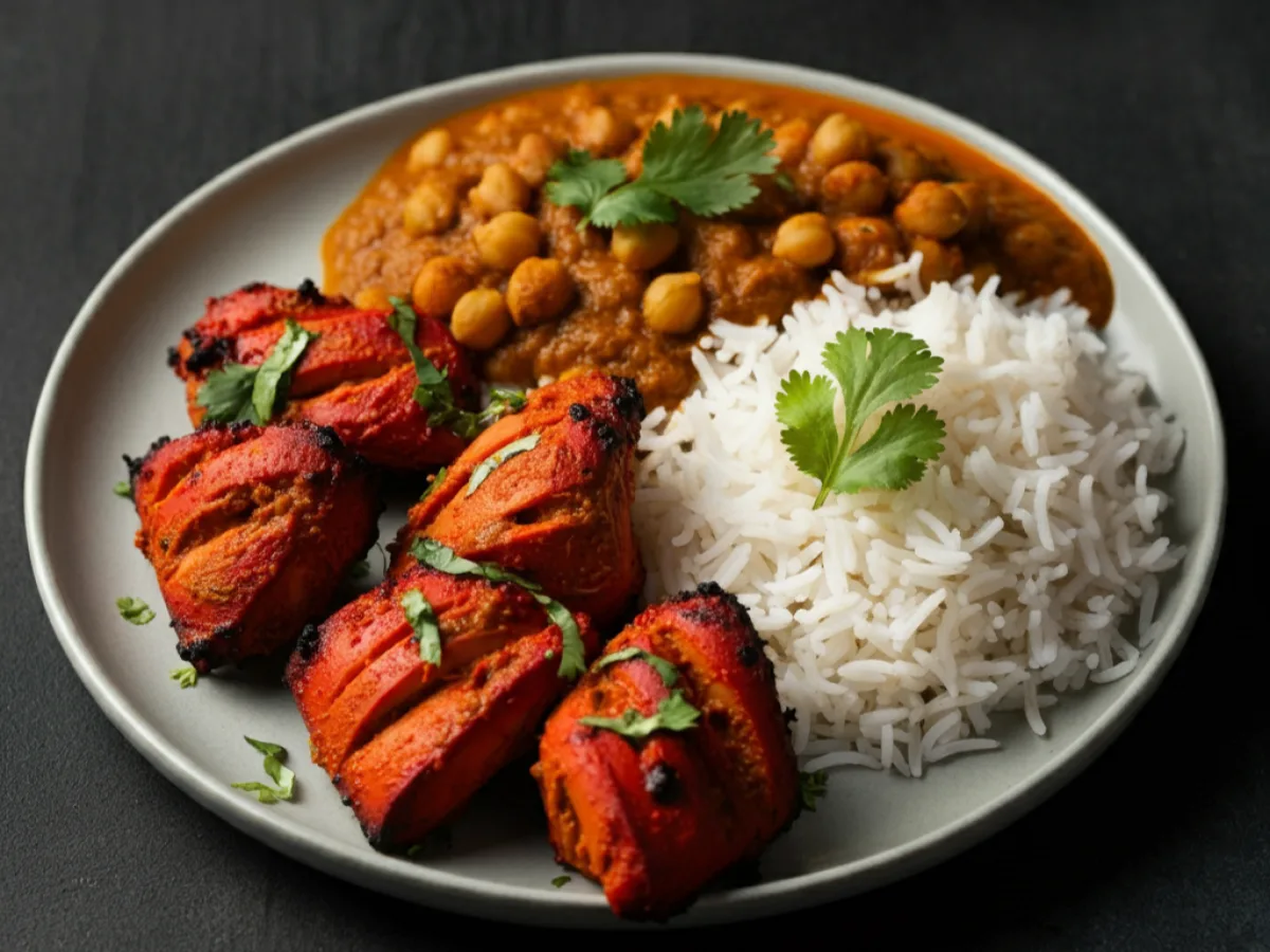 Chicken Tikka with Chana Masala and Basmati Rice Chicken Tikka with Chana Masala and Basmati Rice