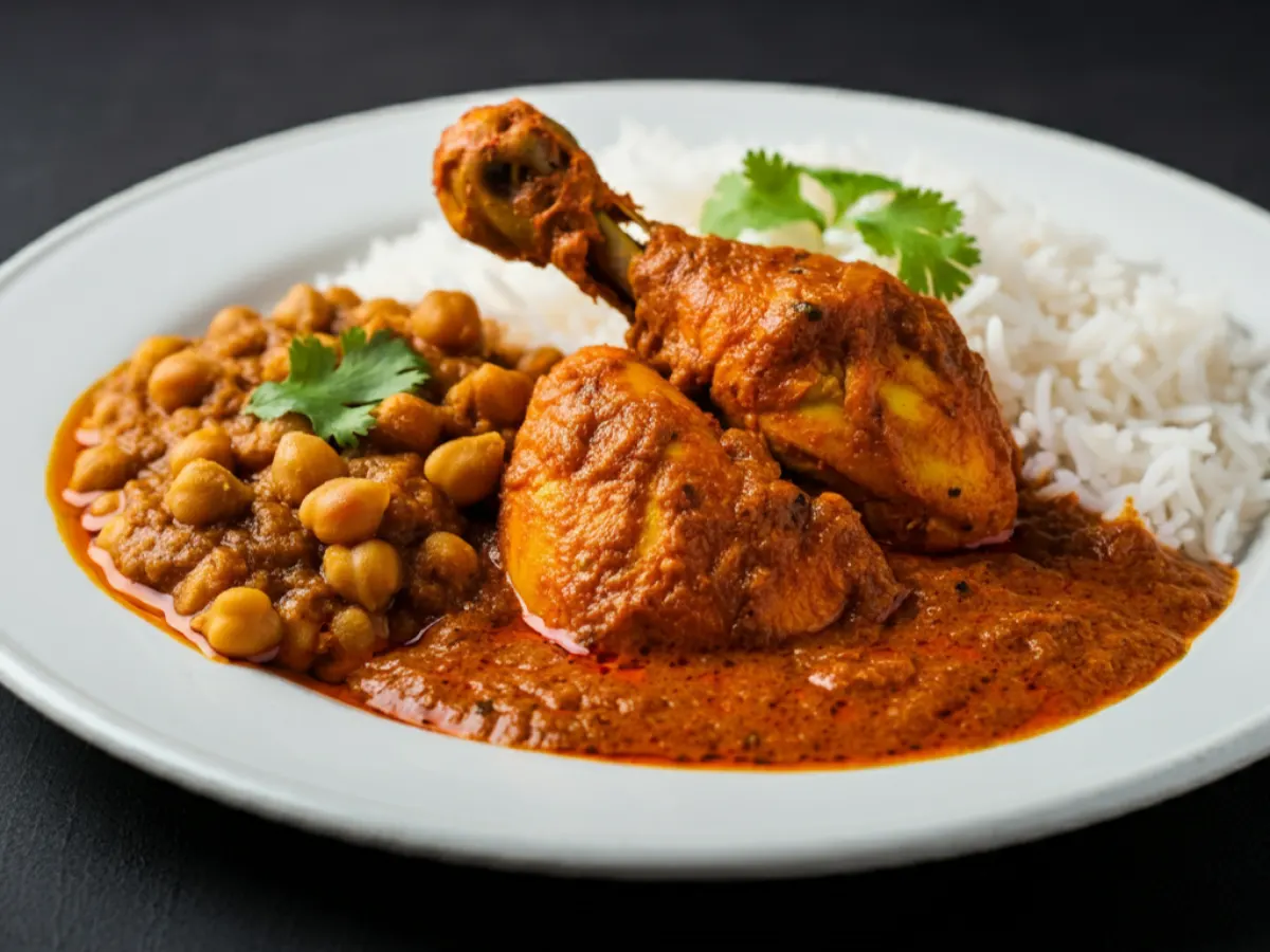 Chicken Vindaloo with Chana Masala and Basmati Rice Chicken Vindaloo with Chana Masala and Basmati Rice
