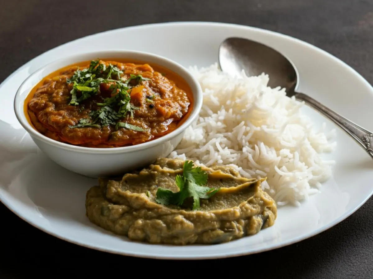 Chana Masala and Baigan Bharta with Rice Chana Masala and Baigan Bharta with Rice