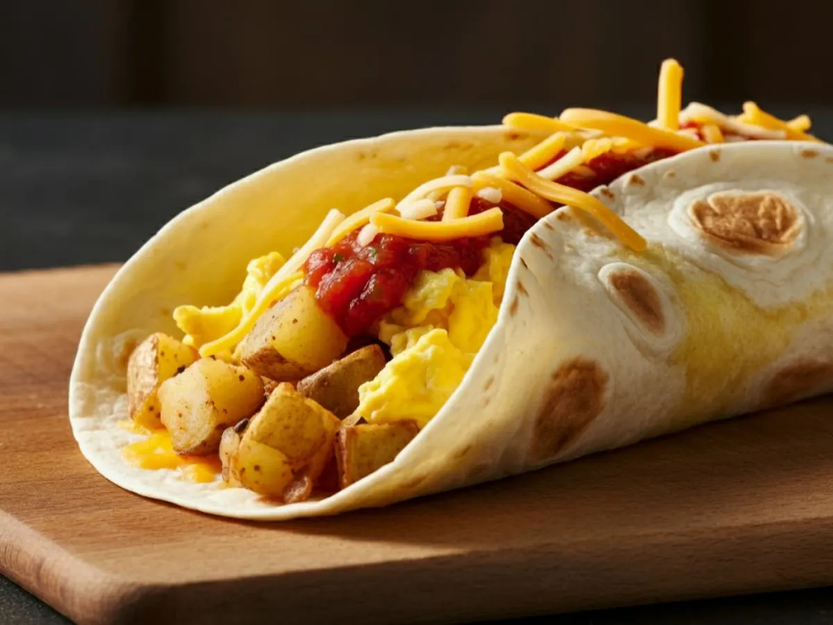 Potato, Egg and Cheese Breakfast Burrito