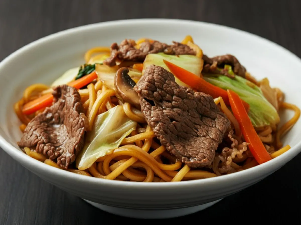 Beef Yakisoba with Sauteed Veggies