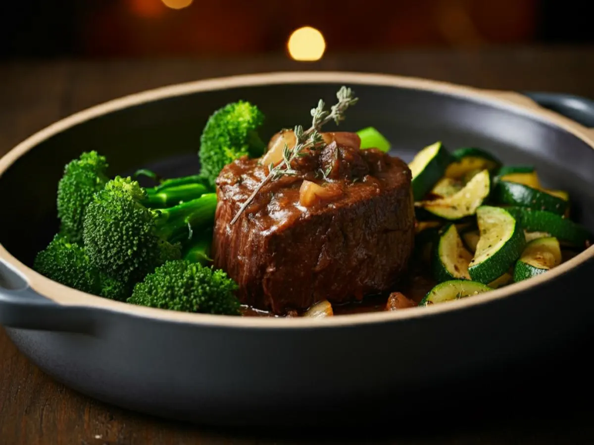 Italian Braised Beef with Garlic Broccoli & Zucchini (Light Carb) Italian Braised Beef with Garlic Broccoli & Zucchini (Light Carb)