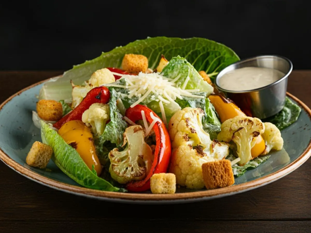 Roasted Cauliflower and Pepper Caesar Entree Salad Roasted Cauliflower and Pepper Caesar Entree Salad