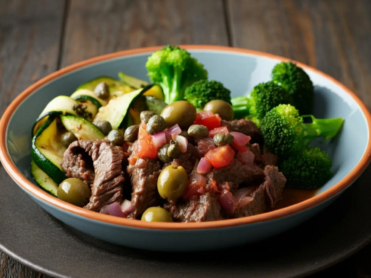 Braised Italian Beef with Garlic Broccoli & Zucchini (Light Carb) Braised Italian Beef with Garlic Broccoli & Zucchini (Light Carb)