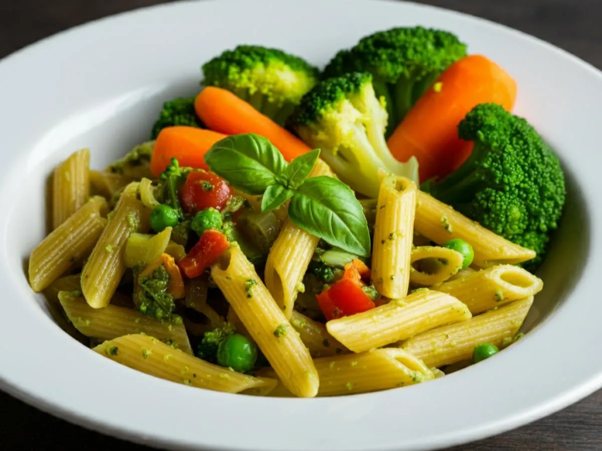 Penne Pesto with Vegetables