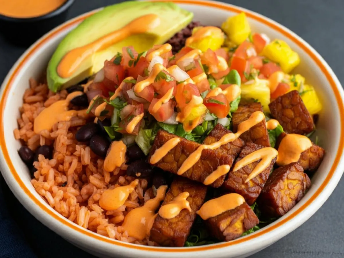 Tempeh "Al Pastor" Burrito Bowl (VEGAN, NO CREMA, NO CHEESE) Tempeh "Al Pastor" Burrito Bowl (VEGAN, NO CREMA, NO CHEESE)