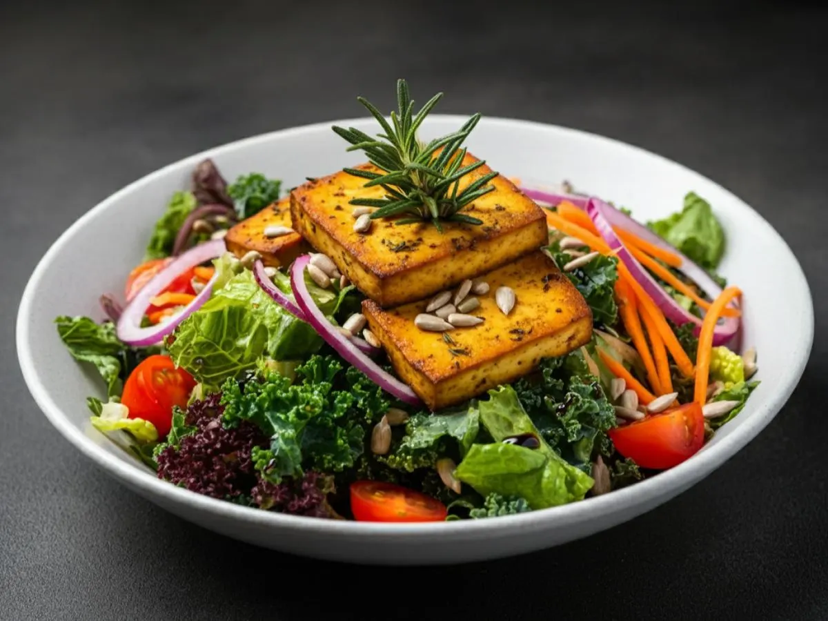 [FLEXPORT] Tofu Kale and Romaine Balsamic Salad [NO DAIRY]