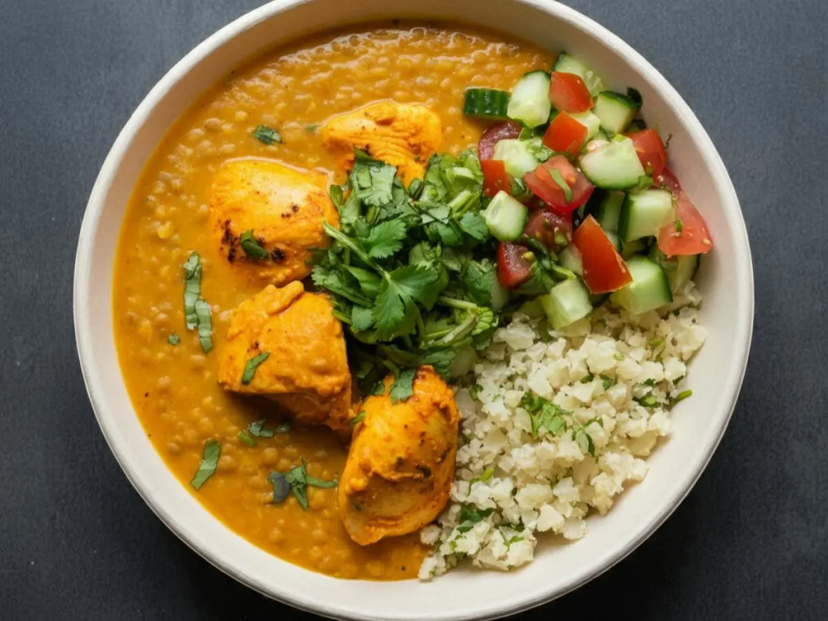 Ghee Makhni Butter Chicken Bowl with Daal and Riced Cauliflower Ghee Makhni Butter Chicken Bowl with Daal and Riced Cauliflower