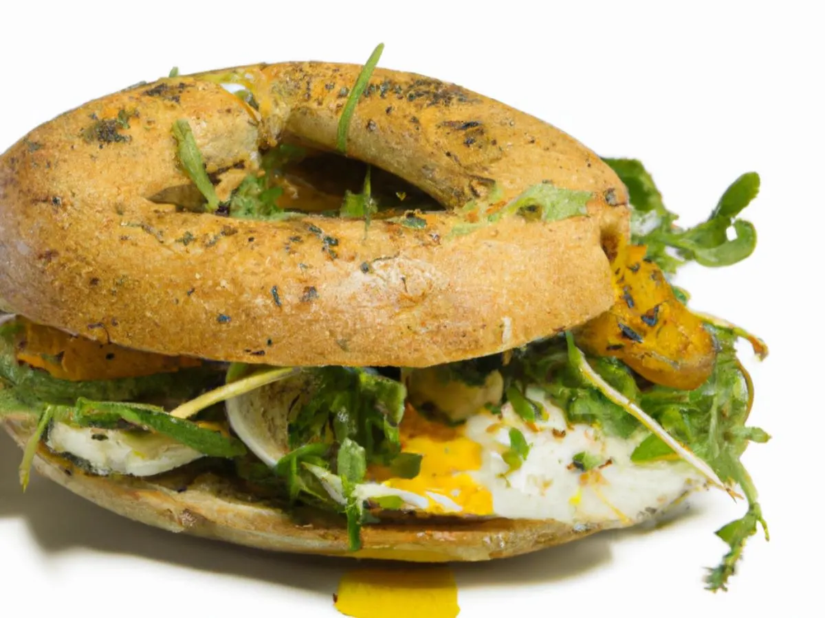Wheat Bagel Grilled Halloumi Breakfast Sandwich Wheat Bagel Grilled Halloumi Breakfast Sandwich