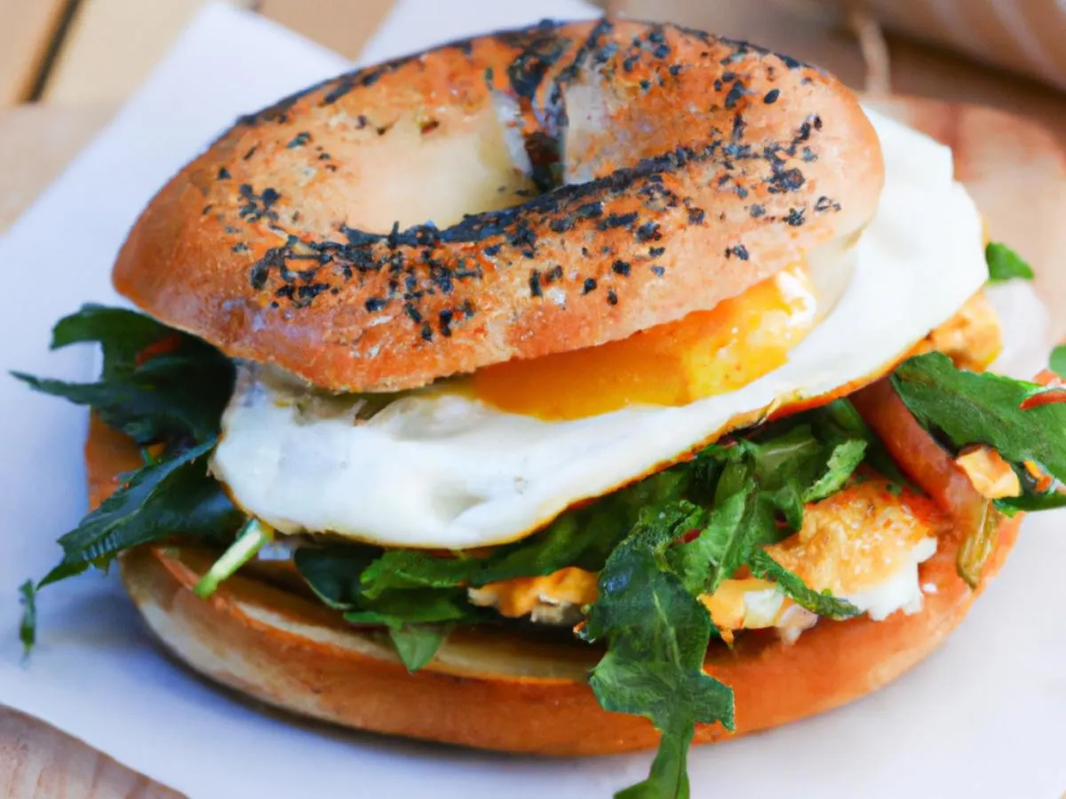 Sesame Seed Bagel Grilled Halloumi Breakfast Sandwich Sesame Seed Bagel Grilled Halloumi Breakfast Sandwich